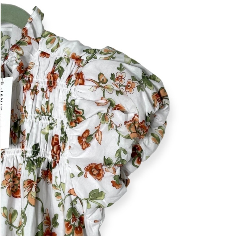 Janie and Jack Floral Smocked Bubble Sleeve Top 16 - Picture 2 of 5